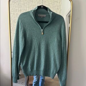 Men’s Neiman Marcus 100% cashmere Green Quarter-Zip Sweater